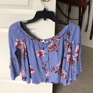 Off the shoulder button up top